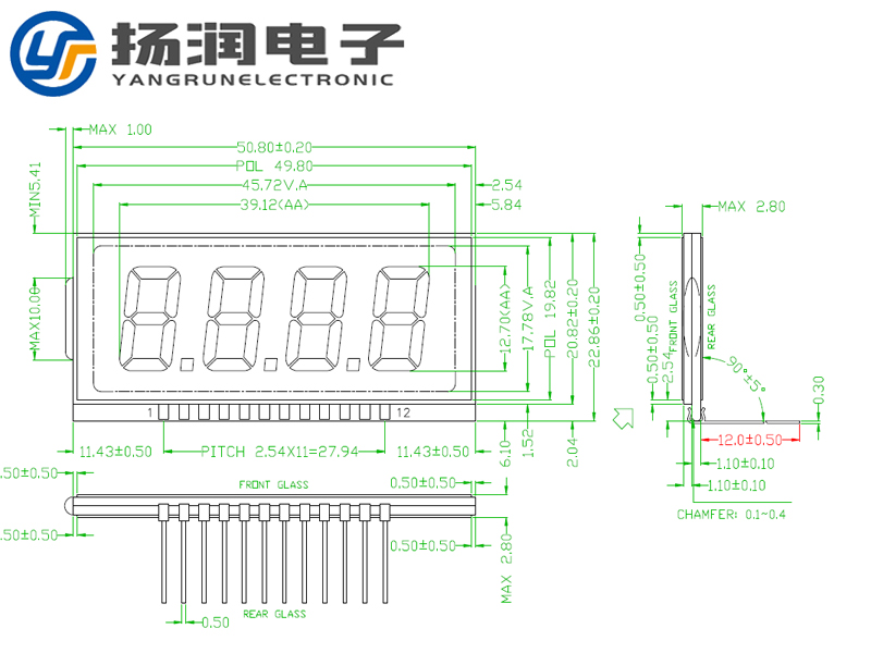 lcd段碼液晶屏設(shè)計(jì)圖紙分析-揚(yáng)潤電子